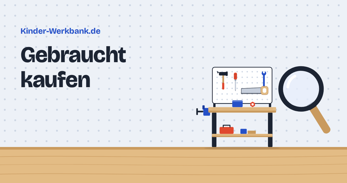 Grafik: Lupe vor einer Kinderwerkbank